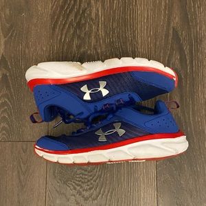 Blue and Red Under Armour Shoes